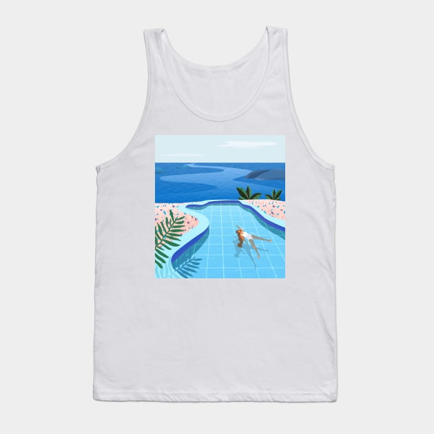 Girl in pool Tank Top by Petras